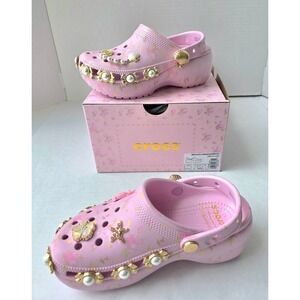 LoveShackFancy Crocs Pink Classic Platform Clog W5 LIMITED EDITION COTTAGE CORE